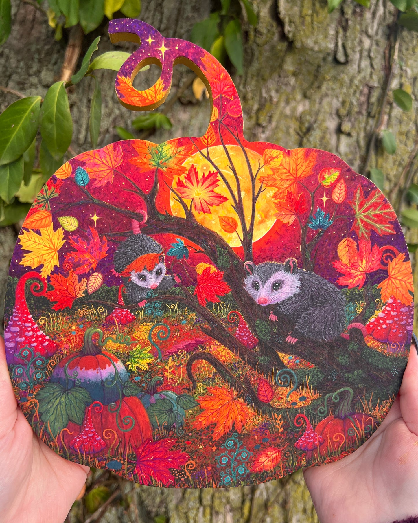 Moonlit Autumn Original Painting on Baltic Birch Canvas