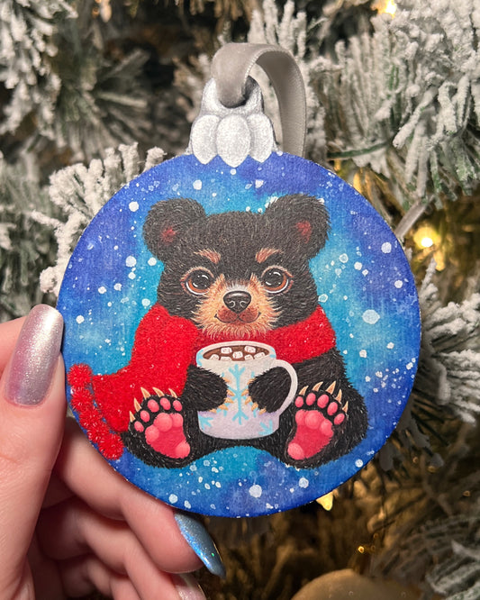 BooBoo the Baby Bear Original Painting on Baltic Birch Ornament Canvas