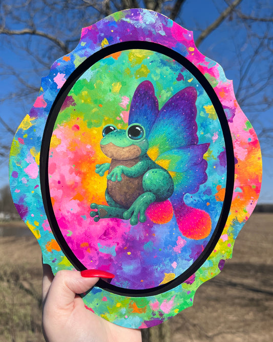 Fairy Froggy Original Painting on Baltic Birch Canvas