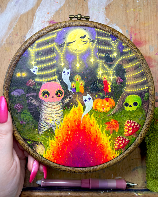 Detailed Watercolor Pet Illustration Hoop