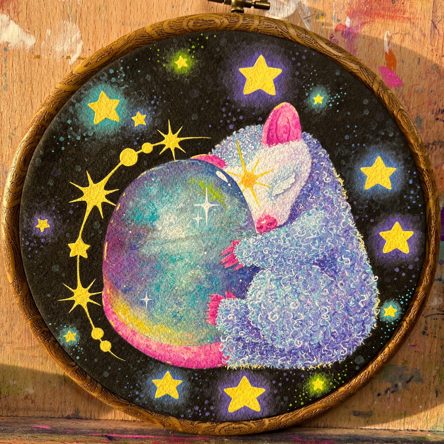 Ethereal Baby Original Painting in Hoop
