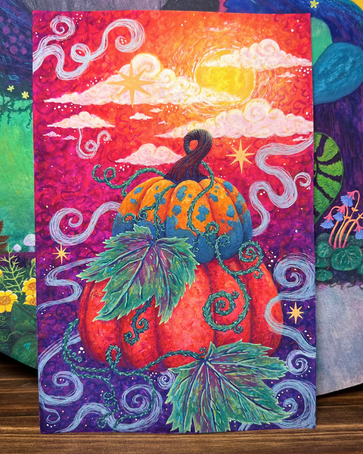 Pumpkins Original Gouache Painting