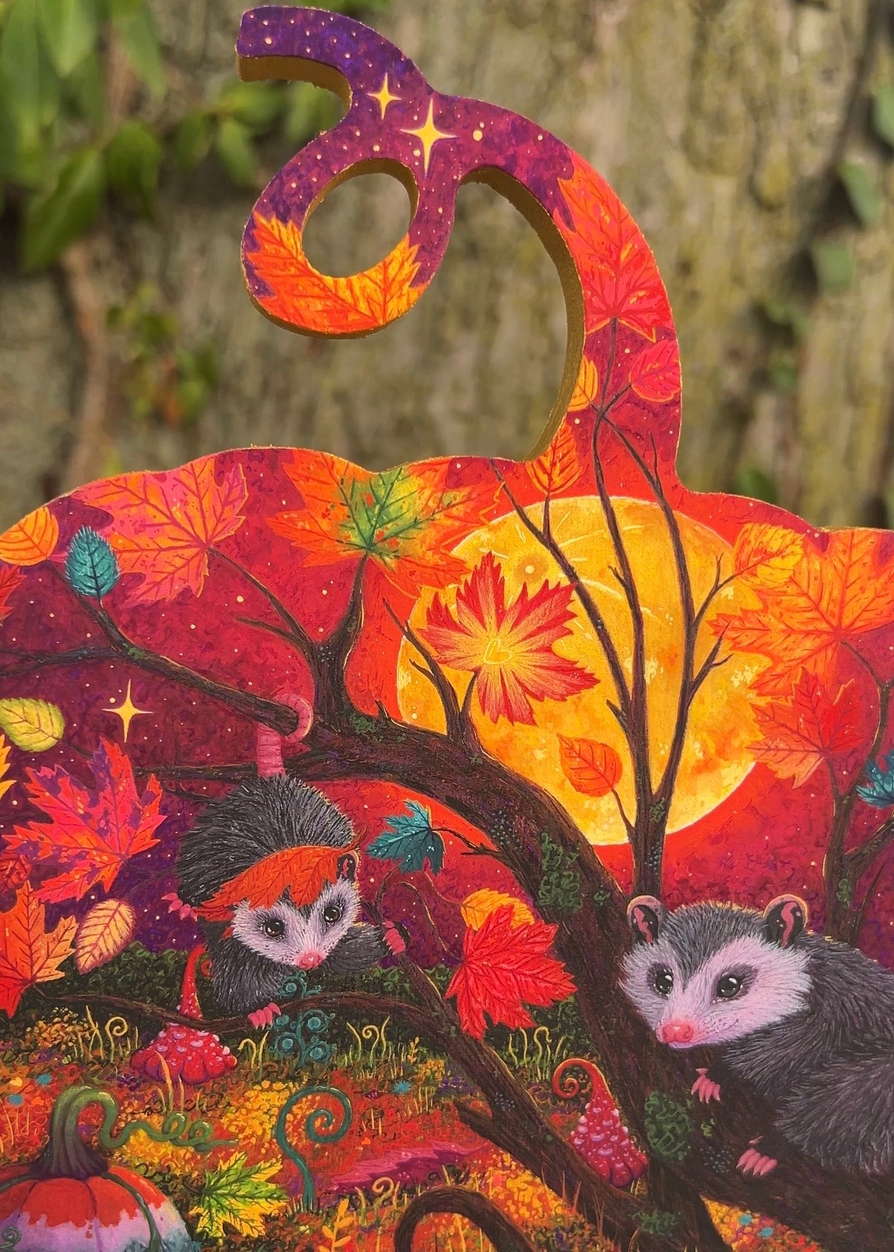 Moonlit Autumn Original Painting on Baltic Birch Canvas